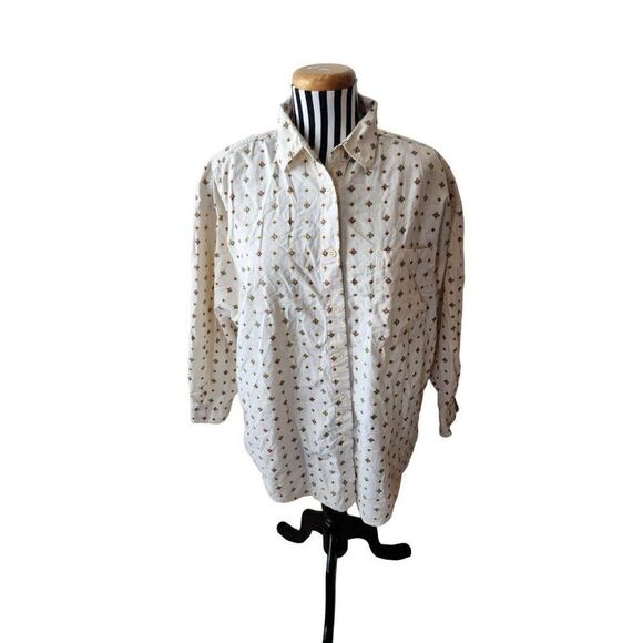 Vintage 80s Gitano Off White Button Up Shirt Size 20W Oversized Baggy - Picture 1 of 5